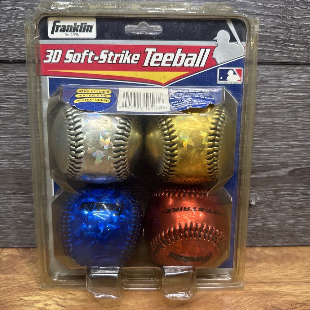 Vintage Franklin 3D Soft-Strike Teeballs 4-Pack New Sealed Holo Cover No. 1996